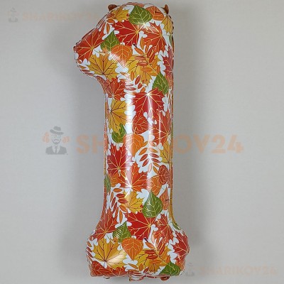 Шар (34''/86 см) Цифра, 1 Сентября, Осенние листья